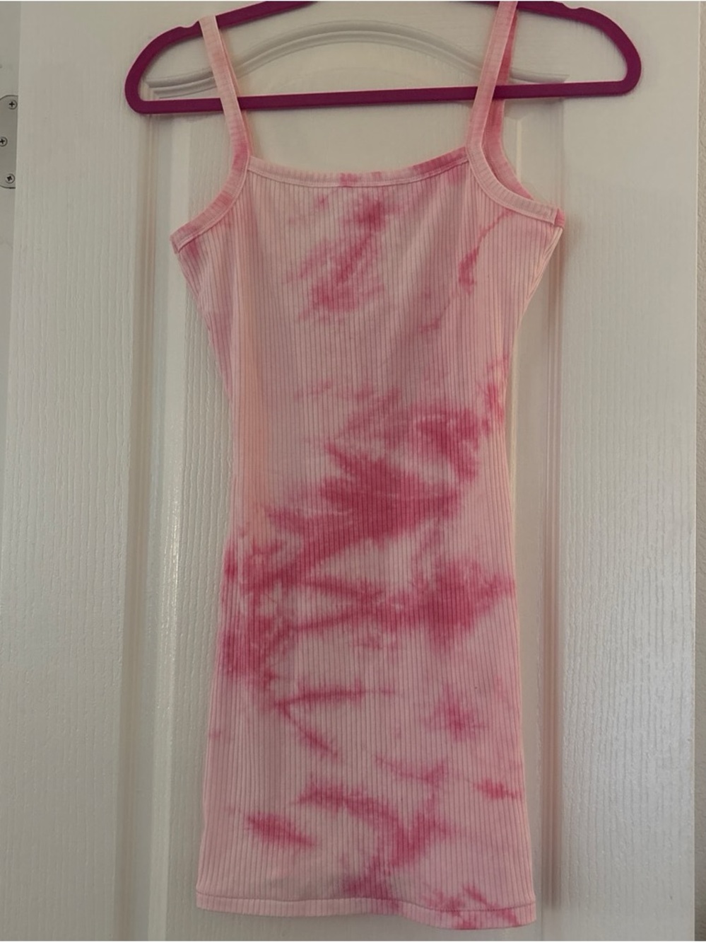 Pink Tie-Dye Ribbed Cami Mini Dress
